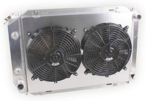 LUXERAD 3 Rows Full Aluminum Radiator with Shroud Fan for 1980-1993 1992 1986 Ford Mustang Fairmont Granada Thunderbird Mercury, 1982-1992 Lincoln Continental Mark Radiator CU556 - Lot 613