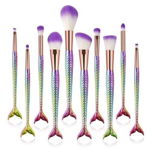 Lot of (144) 10Pcs Premium Synthetic Professional Mermaid Makeup Brush Sets - High Retail Valule - Lot 639