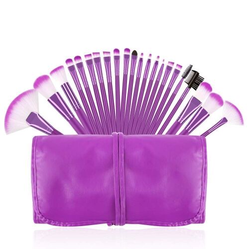 Case of (56) Purple Makeup Brush Sets with Storage Pouch - Lot 768