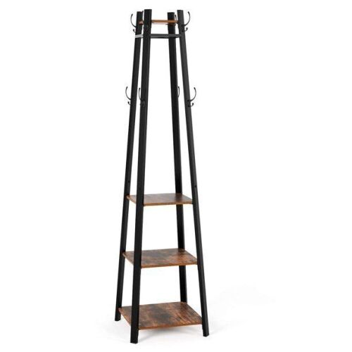Homfa 71" Free Standing Garment Rack with 8 Dual Hooks and 4-Tier Storage Shelves - Lot 868