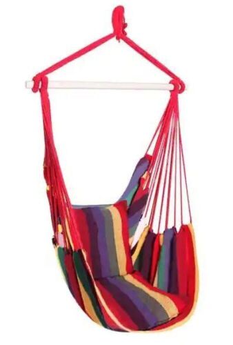 Cotton Canvas Hanging Rope Chair with Pillows - Lot 908