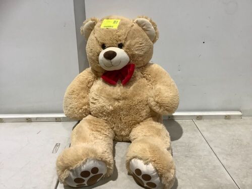 Giant Plush Teddy Bear Stuffed Animal w/ Bow Tie, Paw Prints - 38in - Lot 912