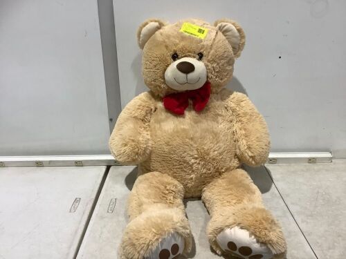 Giant Plush Teddy Bear Stuffed Animal w/ Bow Tie, Paw Prints - 38in - Lot 922