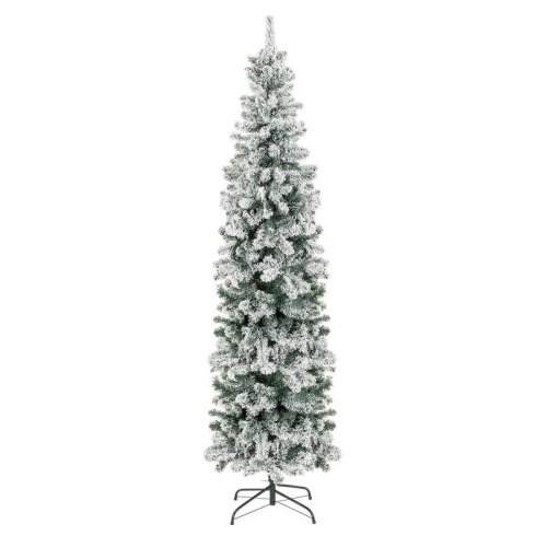 7.5' Snow Flocked Artificial Pencil Christmas Tree w/ Stand  - Lot 1102