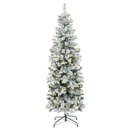 7.5' Pre-Lit Snow Flocked Artificial Pencil Christmas Tree  - Lot 1113