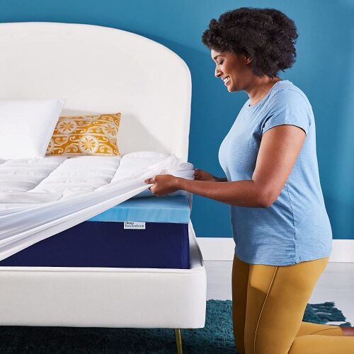 Sleep Innovations Dual Layer Enhanced Support Gel Memory Foam Mattress Topper, 4 Inches, King - Lot 1153