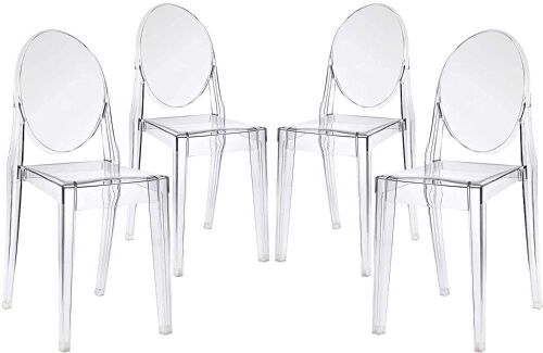 Modway Casper Modern Acrylic Stacking Four Dining Armchairs in Clear - Lot 1162
