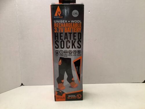 Action Heat Unisex Rechargeable Heated Socks, L/XL, Appears New - Lot 435