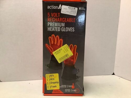 Action Heat 5 Volt Rechargeable Premium Heated Gloves, Women's Medium, Appears New - Lot 529