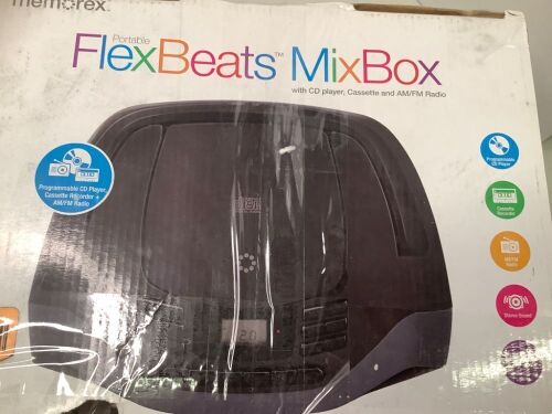 Memorex Flex Beats Mix Box, CD Player, Cassette, and FM/AM Radio, Appears New - Lot 600
