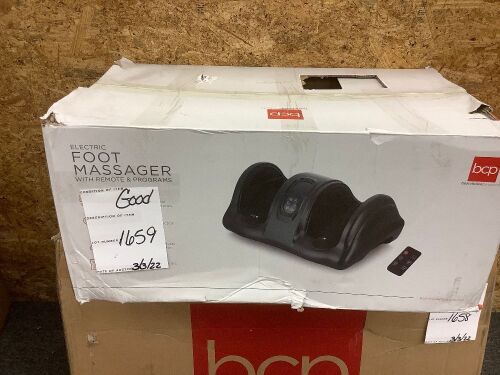 Therapeutic Foot Massager w/ High Intensity Rollers, Remote, 3 Modes - Lot 1659