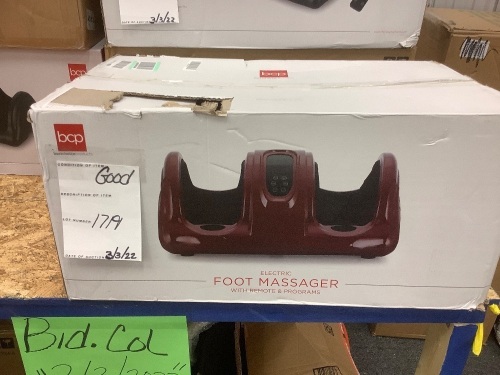 Therapeutic Foot Massager w/ High Intensity Rollers, Remote, 3 Modes - Lot 1719
