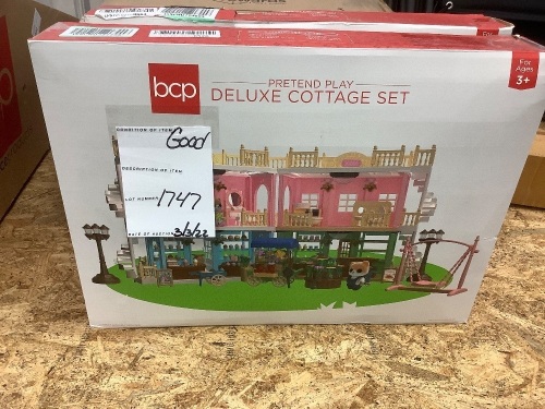 Deluxe Cottage Dollhouse Mansion Pretend Toy Playset w/ Tiny Critters - Lot 1747