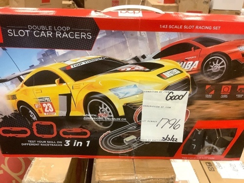 Electric Slot Car Race Track Set Kids Toy w/ 2 Cars - Lot 1796