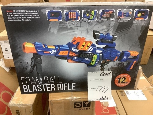 Electric Soft Foam Ball Long-Distance Blaster Toy w/ Barrel Extension, Bipod - Lot 1797