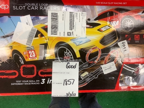 Electric Slot Car Race Track Set Kids Toy w/ 2 Cars - Lot 1857
