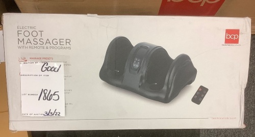 Therapeutic Foot Massager w/ High Intensity Rollers, Remote, 3 Modes - Lot 1865