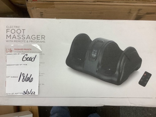 Therapeutic Foot Massager w/ High Intensity Rollers, Remote, 3 Modes - Lot 1866