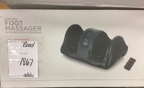 Therapeutic Foot Massager w/ High Intensity Rollers, Remote, 3 Modes - Lot 1867