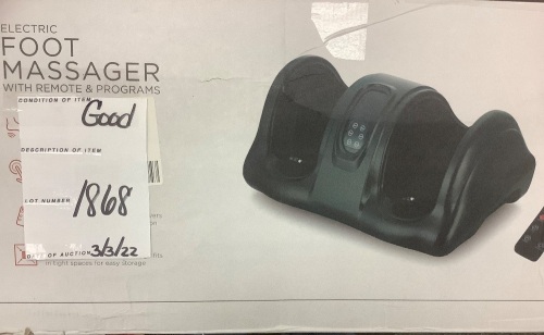 Therapeutic Foot Massager w/ High Intensity Rollers, Remote, 3 Modes - Lot 1868