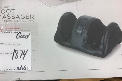 Therapeutic Foot Massager w/ High Intensity Rollers, Remote, 3 Modes - Lot 1874