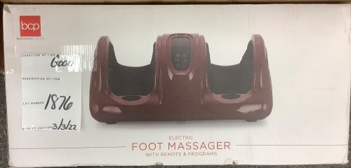Therapeutic Foot Massager w/ High Intensity Rollers, Remote, 3 Modes - Lot 1876