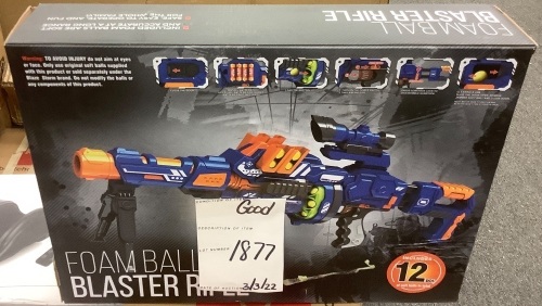 Electric Soft Foam Ball Long-Distance Blaster Toy w/ Barrel Extension, Bipod - Lot 1877