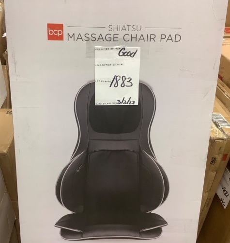 Air Compression Shiatsu Neck & Back Massager Seat w/ Heat, Rolling Massage - Lot 1883
