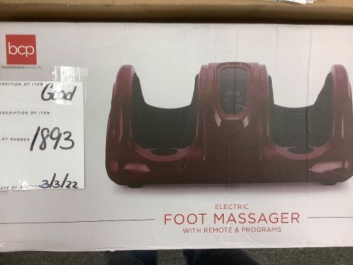 Therapeutic Foot Massager w/ High Intensity Rollers, Remote, 3 Modes - Lot 1893