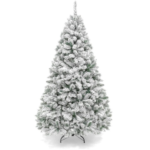 Premium Snow Flocked Artificial Pine Christmas Tree w/ Foldable Metal Base - 6ft - Lot 2541