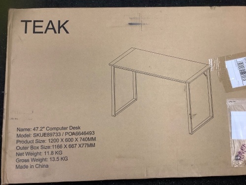 Teak Computer Desk, Appears New - Lot 88