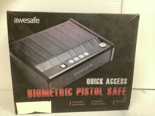 Awesafe Biometric Pistol Safe, Powers Up, Appears New - Lot 351