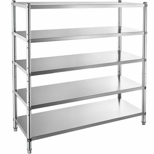 Lot of (2) VEVOR Heavy Duty Stainless Steel 5 Tier Adjustable Shelving Unit 60" x 18.5"  - Lot 52
