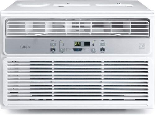 MIDEA EasyCool Window Air Conditioner, Fan-Cools, Circulates, and Dehumidifies, Has A Reusable Filter, and Includes an LCD Remote Control, 6000 BTU, White - Lot 70