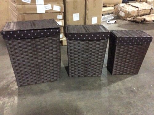 Set of 3 Cloth Lined Wicker Hampers  - Lot 168