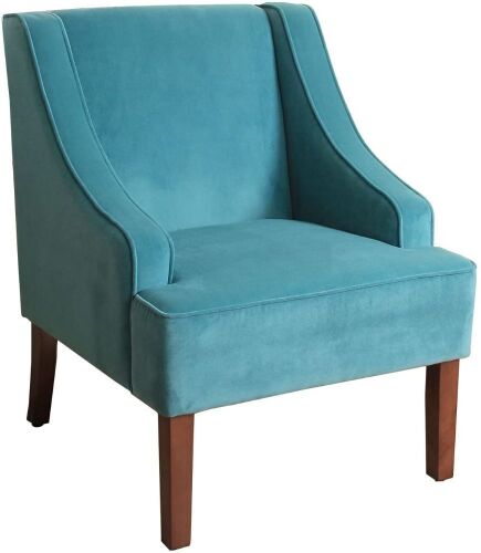 HomePop Swoop Arm Velvet Accent Chair, Teal  - Lot 260