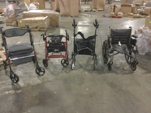 Lot of (3) Rollator Walkers & (1) Wheelchair  - Lot 291
