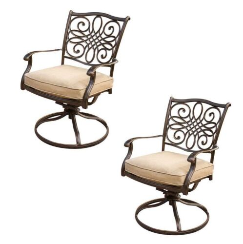 Hanover Traditions Swivel Rockers with Tan Cushions, Set of 2 - Missing Hardware  - Lot 297