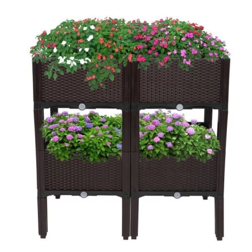 Raised Garden Bed Planting Box with Brackets, Set of 4  - Lot 300