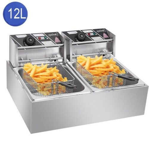 Zokop 5000W 12 Liter Electric Countertop Deep Fryer Dual Tank  - Lot 331