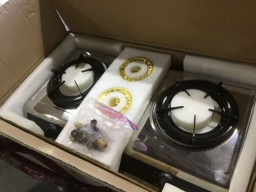 MARTIN SG-228 Propane Hot Plate Double Cooktop 25,600 BTU Powered Brass Burner with Pressure Regulator - Lot 375