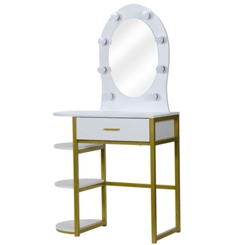 Wood Vanity Dressing Table with Lighted Mirror  - Lot 448