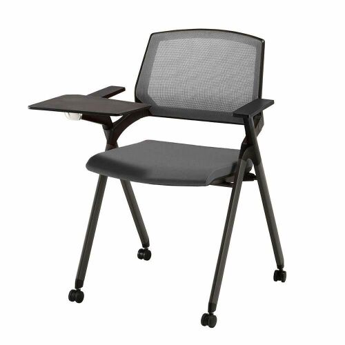 CLATINA Mesh Stacking Tablet Arm Guest Chair with Caster Wheels - Lot 502