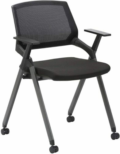 CLATINA Mesh Guest Reception Stack Chairs with Caster Wheels and Arms - Lot 546