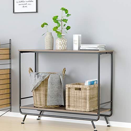 HOMECHO Farmhouse Industrial 2 Tier Console Table  - Lot 566