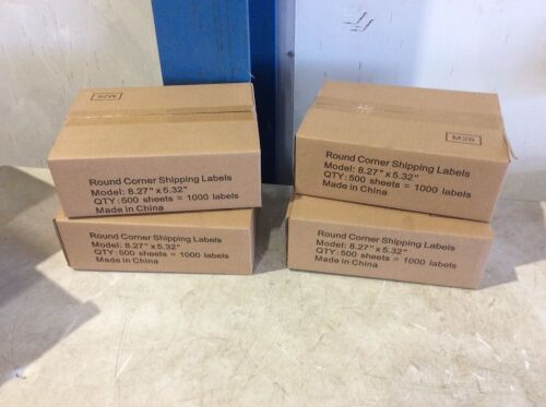 Lot of (4) Cases of Round Corner Shipping Labels, 8.27" x 5.32", 500 Sheets = 1000 Labels - Lot 617