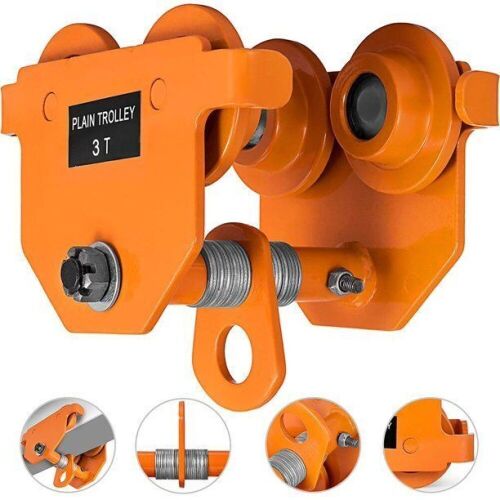 VEVOR 3 Ton Push Beam Track Roller Trolley Capacity 6600LBS Heavy Loads Solid Steel - Lot 627