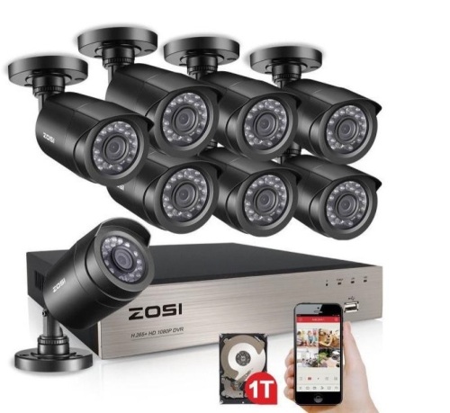 ZOSI 8-Channel 1080p 1TB DVR Surveillance System with 8-Wired Bullet Cameras. Appears New - Lot 58
