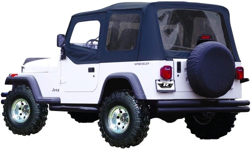 RAMPAGE PRODUCTS 68215 Complete Soft Top with Frame & Hardware for 1987-1995 Jeep Wrangler YJ, with Soft Upper Doors, Black Diamond, Tinted Windows - Appears New   - Lot 92
