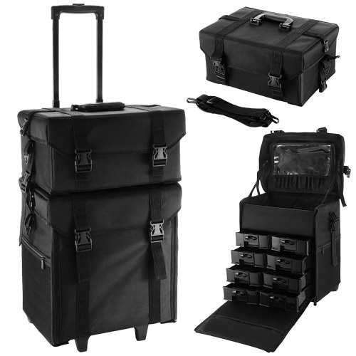 Happybuy 2 in 1 Nylon Rolling Makeup Case. Appears New with Cosmetic Damage - Lot 143